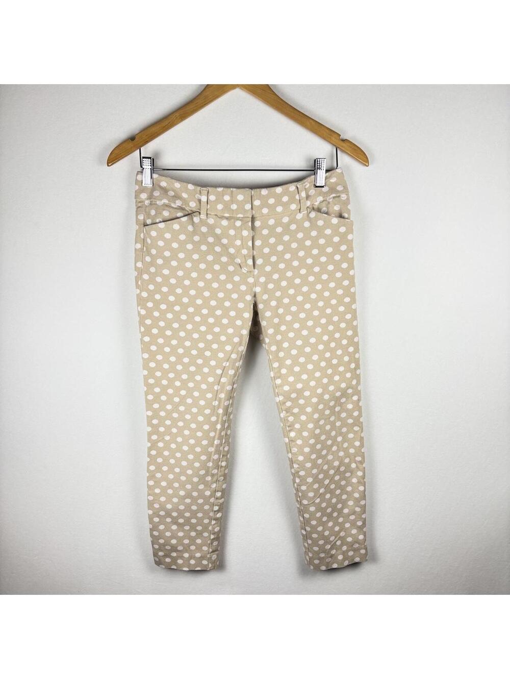 Vintage New York & Company Stretch White Polka Dot Capris Pants Size 4